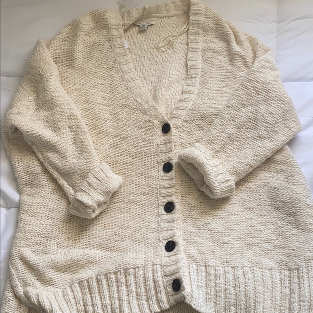 Cream Button Down Sweater - Picture 2 of 4